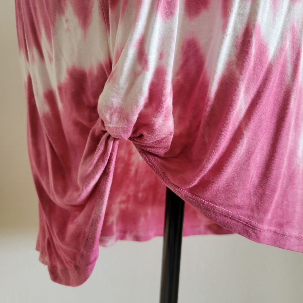 Time and Tru Pink Tie Dye Knot Front T-Shirt‎ Womens Large 12-14 - Picture 3 of 9